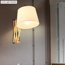 GobekUsa White Wall Lamp with Extendable Arm - Cylinder Fabric Shade Sconce for Living Room