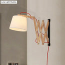GobekUsa White Wall Lamp with Extendable Arm - Cylinder Fabric Shade Sconce for Living Room