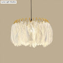GobekUsa Modern White Feather Hanging Chandelier for Living Room