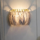 GobekUsa Modern Metal Wall Sconce with Feather Shade - Bedroom Wall Lighting (2 Lights)