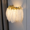 GobekUsa Modern Metal Wall Sconce with Feather Shade - Bedroom Wall Lighting (2 Lights)