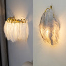GobekUsa Modern Metal Wall Sconce with Feather Shade - Bedroom Wall Lighting (2 Lights)