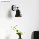 GobekUsa Modern Bedside Sconce with Adjustable Metallic Shade - Black/White Finish Wall Lamp