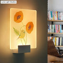 GobekUsa Modern White Wall Mounted Lamp with Corner LED Mural Lighting and Patterned Acrylic Shade – Flower/Bird Design