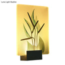 GobekUsa Modern White Wall Mounted Lamp with Corner LED Mural Lighting and Patterned Acrylic Shade – Flower/Bird Design
