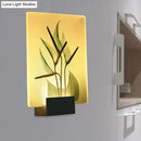 GobekUsa Modern White Wall Mounted Lamp with Corner LED Mural Lighting and Patterned Acrylic Shade – Flower/Bird Design