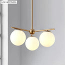 GobekUsa Modern White Frosted Glass Globe Chandelier - 3-Light Gold Ceiling Pendant Lamp for Bedrooms
