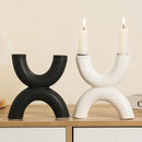 Modern white geometric ceramic candle holders living room decor by Decorbites