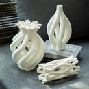 GobekUsa Geometric Ceramic Hollow Vases Spiral Pipe Floral Arrangement Home Decor Figurines