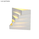 GobekUsa Stylish White Wall Mounted Lamp for Living Room - 1 Stair Shaped Plaster Shade Light Fixture