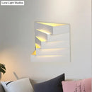 GobekUsa Stylish White Wall Mounted Lamp for Living Room - 1 Stair Shaped Plaster Shade Light Fixture