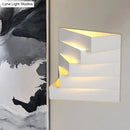 GobekUsa Stylish White Wall Mounted Lamp for Living Room - 1 Stair Shaped Plaster Shade Light Fixture