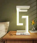 Modern white geometric wireless charger desk lamp bedroom light by Decorbites