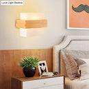 GobekUsa Modern White Glass Rectangle Sconce with Wooden Accents - Single-Bulb Wall Light Fixture