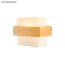GobekUsa Modern White Glass Rectangle Sconce with Wooden Accents - Single-Bulb Wall Light Fixture