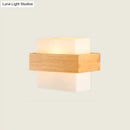 GobekUsa Modern White Glass Rectangle Sconce with Wooden Accents - Single-Bulb Wall Light Fixture