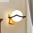 GobekUsa Modernist Black Ball Sconce: 1 Light White Glass Wall Light for Bedroom