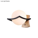 GobekUsa Modernist Black Ball Sconce: 1 Light White Glass Wall Light for Bedroom