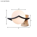 GobekUsa Modernist Black Ball Sconce: 1 Light White Glass Wall Light for Bedroom