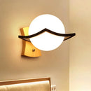 GobekUsa Modernist Black Ball Sconce: 1 Light White Glass Wall Light for Bedroom