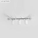 GobekUsa Modern 3-Head White Glass Pendant Light with Gold/Silver Branch - Cylinder Ceiling Island Fixture