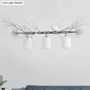 GobekUsa Modern 3-Head White Glass Pendant Light with Gold/Silver Branch - Cylinder Ceiling Island Fixture