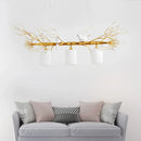 GobekUsa Modern 3-Head White Glass Pendant Light with Gold/Silver Branch - Cylinder Ceiling Island Fixture