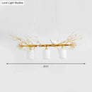GobekUsa Modern 3-Head White Glass Pendant Light with Gold/Silver Branch - Cylinder Ceiling Island Fixture