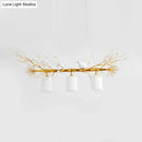 GobekUsa Modern 3-Head White Glass Pendant Light with Gold/Silver Branch - Cylinder Ceiling Island Fixture