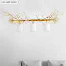 GobekUsa Modern 3-Head White Glass Pendant Light with Gold/Silver Branch - Cylinder Ceiling Island Fixture
