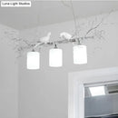 GobekUsa Modern 3-Head White Glass Pendant Light with Gold/Silver Branch - Cylinder Ceiling Island Fixture