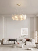 GobekUsa Glass Chandelier LED Circle Pendant Lights for Modern Luxury Living & Dining Decor