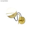 GobekUsa Modern White Glass Globe Wall Sconce with Golden Mount