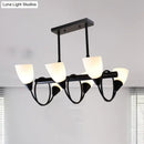GobekUsa Modern White Glass Linear Kitchen Pendant Light Fixture - 6/8/10 Lights - Black Hanging Lamp Kit - Down/Up