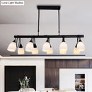 GobekUsa Modern White Glass Linear Kitchen Pendant Light Fixture - 6/8/10 Lights - Black Hanging Lamp Kit - Down/Up