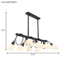 GobekUsa Modern White Glass Linear Kitchen Pendant Light Fixture - 6/8/10 Lights - Black Hanging Lamp Kit - Down/Up