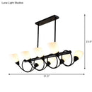 GobekUsa Modern White Glass Linear Kitchen Pendant Light Fixture - 6/8/10 Lights - Black Hanging Lamp Kit - Down/Up