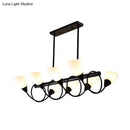 GobekUsa Modern White Glass Linear Kitchen Pendant Light Fixture - 6/8/10 Lights - Black Hanging Lamp Kit - Down/Up
