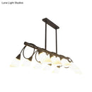 GobekUsa Modern White Glass Linear Kitchen Pendant Light Fixture - 6/8/10 Lights - Black Hanging Lamp Kit - Down/Up