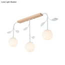 GobekUsa 3/5 Light Orb Island Ceiling Lamp with Milky Glass & Wooden Canopy - Modern & Simple Design