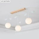 GobekUsa 3/5 Light Orb Island Ceiling Lamp with Milky Glass & Wooden Canopy - Modern & Simple Design