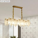 GobekUsa Modern White Glass Pendant Light with 5 LED Heads for Dining Room