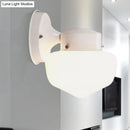 GobekUsa Modern White Glass Schoolhouse Sconce Wall Lamp with Black/White Mirror - 1 Light