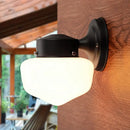 GobekUsa Modern White Glass Schoolhouse Sconce Wall Lamp with Black/White Mirror - 1 Light