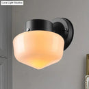 GobekUsa Modern White Glass Schoolhouse Sconce Wall Lamp with Black/White Mirror - 1 Light