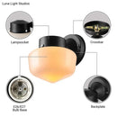GobekUsa Modern White Glass Schoolhouse Sconce Wall Lamp with Black/White Mirror - 1 Light
