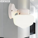 GobekUsa Modern White Glass Schoolhouse Sconce Wall Lamp with Black/White Mirror - 1 Light