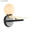 GobekUsa Modern White Glass Sphere Wall Lighting with Gold LED - Single Light Wall Mounted Fixture