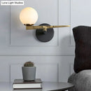 GobekUsa Modern White Glass Sphere Wall Lighting with Gold LED - Single Light Wall Mounted Fixture