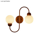 GobekUsa Modern White Glass Wall Mounted Light - 2-Head Spherical Wall Sconce for Living Room